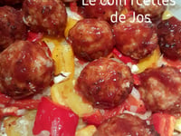 Photo de la Recette: BOULETTES DE PORC À LA SAUCE BARBECUE ET AUX POIVRONS