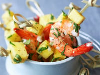 Photo de la Recette: Brochettes aux Crevettes et Mangue au Miel