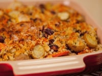 Photo de la Recette: CASSEROLE DE LÉGUMES RÔTIS ET HARICOTS ROUGES À LA SARRIETTE