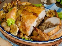 Photo de la Recette: Chapon Farci au Boudin Blanc et Foie Gras