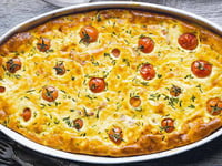 Photo de la Recette: Clafoutis aux Tomates Cerises et aux Lardons