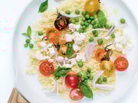 Photo de la Recette: Couscous aux Petits Pois, Tomates Cerises, Basilic et Feta