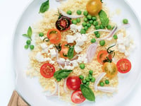 Photo de la Recette: Couscous aux Petits Pois, Tomates Cerises, Basilic et Feta