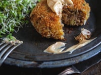 Photo de la Recette: CRABCAKE & MAYONNAISE ÉPICÉE