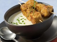 Photo de la Recette: Crème de Chou-Fleur et Brochettes de Saumon au Sésame