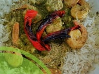 Photo de la Recette: Crevettes au Pesto, Coriandre, Lime & Crème Fraîche