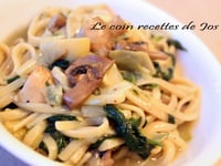 Photo de la Recette: Fettuccines aux Épinards et Artichauts en une Plat