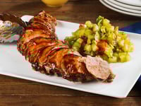 Photo de la Recette: Filet de Porc Grillé au Barbecue et Relish à la Tomate Verte