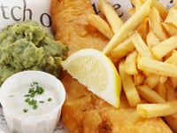 Photo de la Recette: Fish and Chips de Morue et Purée de Petits Pois