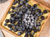 Photo de la Recette: FLAN AUX BLEUETS ET AUX MÛRES