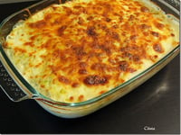 Photo de la Recette: GRATIN DE POMMES DE TERRE AU JAMBON ET AUX POIREAUX