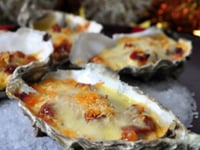 Photo de la Recette: Huitres Gratinées au Chorizo et Sabayon au Prosecco