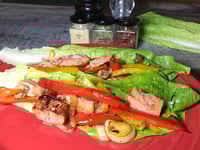 Photo de la Recette: Légumes et Jambon sur Coeur de Feuille Romaine