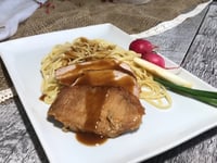 Photo de la Recette: Linguine Sauce Glacée et son Porc