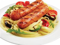 Photo de la Recette: LINGUINES À LA SAUCISSE ITALIENNE ÉPICÉE ET AUX LÉGUMES GRILLÉS