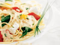 Photo de la Recette: Linguines aux Épinards, aux Poivrons Grillés et au Fromage de Chèvre