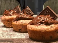 Photo de la Recette: Muffins Bananes Brisures de Chocolat et Framboises