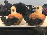 Photo de la Recette: Muffins à la Citrouille, aux Bananes et Pouding Caramel pour L'halloween