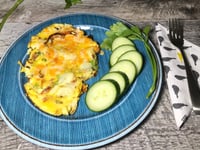 Photo de la Recette: Omelette Poivron Rouge aux deux Fromages