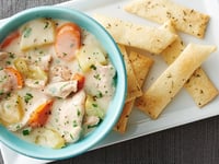 Photo de la Recette: Pâté au Poulet à la Mijoteuse avec Croustilles de Croûte à Tarte