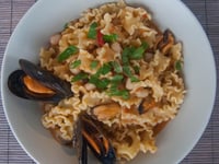 Photo de la Recette: PÂTES HARICOTS BLANCS ET MOULES