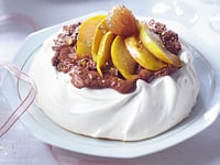 Photo de la Recette: Pavlova Choco Poires Marrons