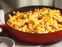 Photo de la Recette: Penne à la Courge, à la Saucisse et à la Sauge