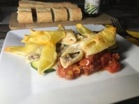 Photo de la Recette: Pennonis Farcies au Boeuf et Zucchinis au Four