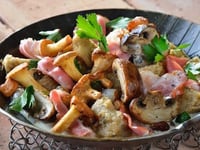 Photo de la Recette: Poêlée de Champignons, Lardons et Fromage de Chèvre