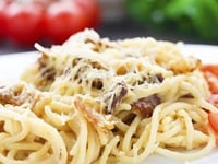 Photo de la Recette: Poêlée de Spaghettis Bacon et Graines de Courge Grillées