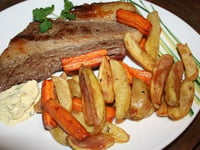 Photo de la Recette: Poitrine de de Boeuf à la Plancha et Frites de Légumes