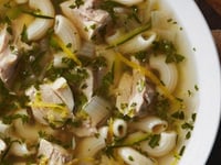 Photo de la Recette: POTAGE AU ZUCCHINI ET AU POULET AVEC MACARONI DE BLÉ ENTIER