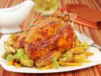 Photo de la Recette: POULET RÔTI AUX ÉPICES, MIEL ET VIN BLANC