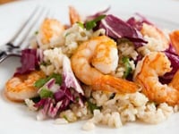 Photo de la Recette: RIZ BRUN PILAF AVEC CREVETTES ET RADICCHIO