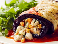 Photo de la Recette: Rouleaux de Poulet Farcis aux Aubergines Rôties