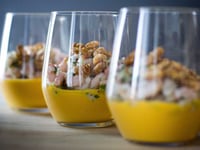 Photo de la Recette: Salade de Crevettes et Purée de Carottes