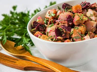 Photo de la Recette: Salade de Pommes de Terre Betteraves et Patate Douce au Bologne