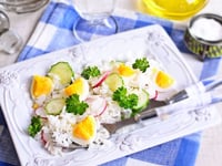 Photo de la Recette: Salade de Riz au Concombre Radis et Oeufs Durs