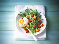 Photo de la Recette: Salade de Roquette au Chorizo et Oeufs Mollets