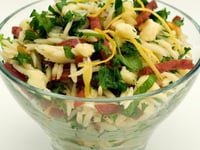 Photo de la Recette: SALADE D’ORZO, CHORIZO ET CHEDDAR ÎLE-AUX-GRUES