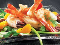 Photo de la Recette: Salade Tiède aux Mandarines et aux Crevettes Piquantes