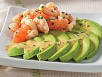 Photo de la Recette: Salade Pamplemousse-Avocat Coriandre Fraîche et Crevettes Roses