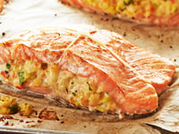 Photo de la Recette: Saumon Farci aux Crevettes et aux Poireaux