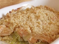 Photo de la Recette: Saumon mi-cuit en Crumble et sa Crème de Pois à la Menthe