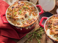 Photo de la Recette: Soupe à L’oignon et au Bacon avec Croûtons au Fromage Mozzarellissima