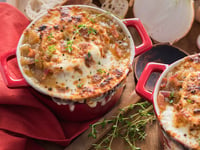 Photo de la Recette: Soupe à L’oignon et au Bacon avec Croûtons au Fromage Mozzarellissima