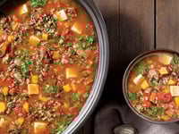 Photo de la Recette: SOUPE AUX LÉGUMES, AU RIZ SAUVAGE ET AU TOFU À LA MIJOTEUSE