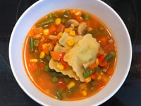 Photo de la Recette: Soupe Légumes, Tomates et Raviolis