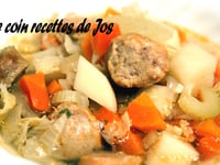 Photo de la Recette: SOUPE REPAS AU POMME DE TERRE, POIREAUX ET SAUCISSES ITALIENNE (MIJOTEUSE)