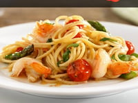 Photo de la Recette: Spaghetti Barilla avec Crevettes, Asperges et Tomates Cerises